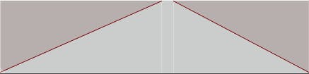 A graphical representation of a linear (equal gain) fade curve with straight diagonal lines, illustrating a simple fade-in and fade-out shape in audio editing.